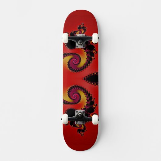 Fiery Red Spiraling Black Holten Fractal Abstract Persoonlijk Skateboard (Voorkant)