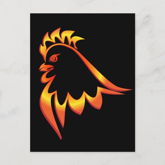 Fiery Rooster Briefkaart (Voorkant)