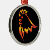 Fiery Rooster Metalen Ornament (Rechts)