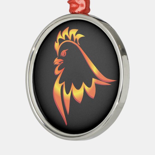 Fiery Rooster Metalen Ornament (Links)