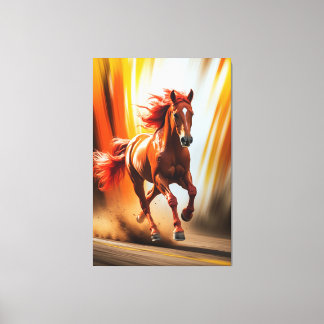 Fiery Running Horse – Dynamic Energy Art Canvas Afdruk