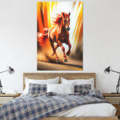 Fiery Running Horse – Dynamic Energy Art Canvas Afdruk (Insitu (Slaapkamer))