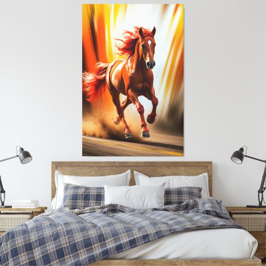 Fiery Running Horse – Dynamic Energy Art Canvas Afdruk (Insitu (Slaapkamer))
