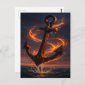Fiery Rustic Anchor – Nautical Fantasy Wall Art Briefkaart (Voorkant / Achterkant)