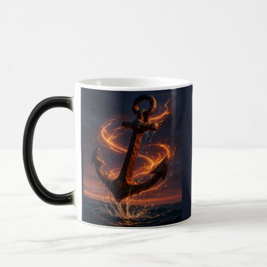 Fiery Rustic Anchor – Nautical Fantasy Wall Art Magische Mok (Links)