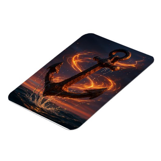 Fiery Rustic Anchor – Nautical Fantasy Wall Art Magneet (Linkerzijde)