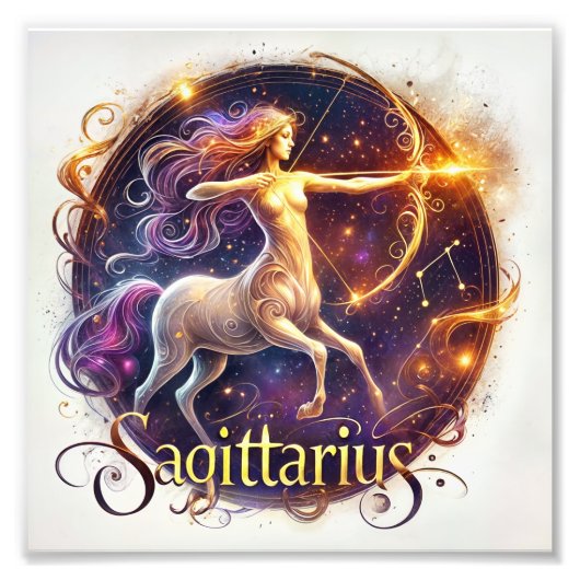 Fiery Sagittarius Zodiac Art Foto Afdruk (Voorkant)