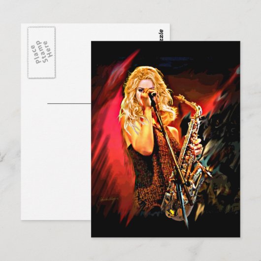 Fiery Saxophone Player Briefkaart (Voorkant / Achterkant)