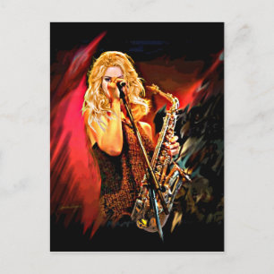 Fiery Saxophone Player Briefkaart