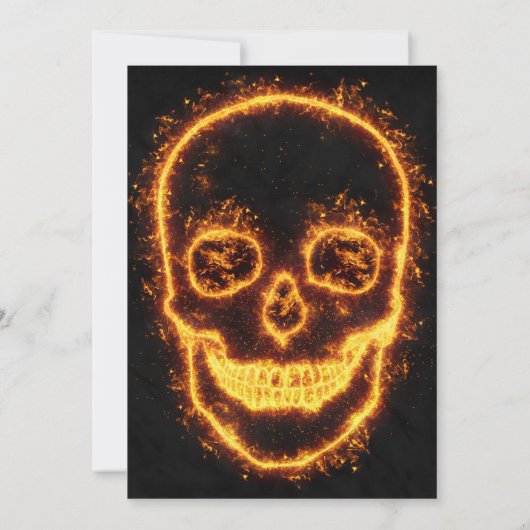 Fiery schedel Halloween Party Kaart (Achterkant)