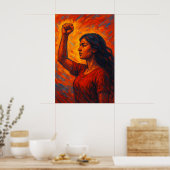 Fiery, She Rises | Feminist Raised Fist Woman Poster (Keuken)