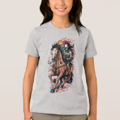 Fiery Skeleton Rider op een galopperend paard Tri-Blend Shirt (Voorkant)