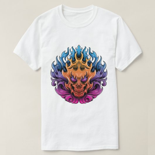 Fiery Skull Mandala T-shirt (Design voorkant)