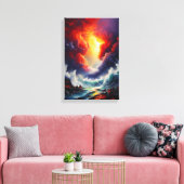 Fiery Sky and Roaring Zee – Dynamic Seascape Art Canvas Afdruk (Insitu (Woonkamer))