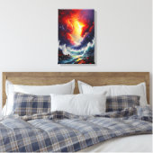 Fiery Sky and Roaring Zee – Dynamic Seascape Art Canvas Afdruk (Insitu (Slaapkamer))