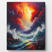 Fiery Sky and Roaring Zee – Dynamic Seascape Art Fotoplaat (Voorkant)