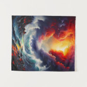 Fiery Sky and Roaring Zee – Dynamic Seascape Art Wandkleed (Voorkant (horizontaal))