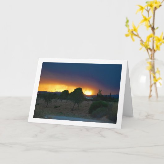 Fiery Sky Night Orchard Landschap Kaart (Gele Bloem)