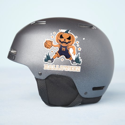 Fiery Slam Dunk van Jack-o'-Lantern: Halloween Nig Sticker (Helm Zijkant)