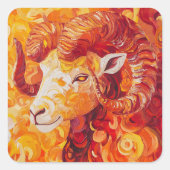 Fiery Solar Capricorn Spirit Vierkante Sticker (Voorkant)