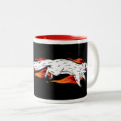 Fiery Speedy Squirrel Original Art Mok. Tweekleurige Koffiemok (Voorkant rechts)