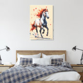 Fiery Spirit - Majestic Horse Watercolor Art Canvas Afdruk (Insitu (Slaapkamer))