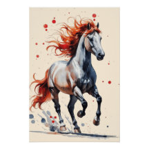 Fiery Spirit - Majestic Horse Watercolor Art