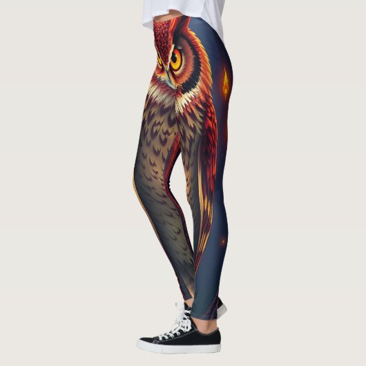 Fiery Spirit Owl: Phoenix Rebirth Art Leggings (Links)