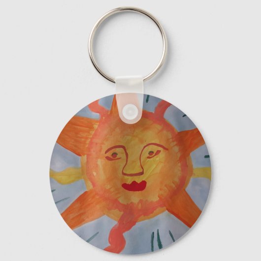 Fiery Sun Button Key Ring Sleutelhanger (Voorkant)