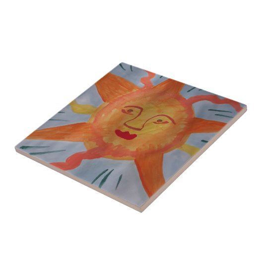 Fiery Sun-keramische Tegel Tegeltje (Zijkant)