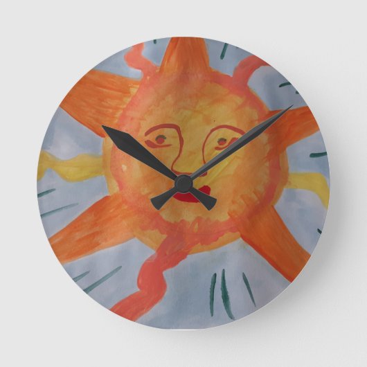 Fiery Sun Wall Clock Ronde Klok (Voorkant)
