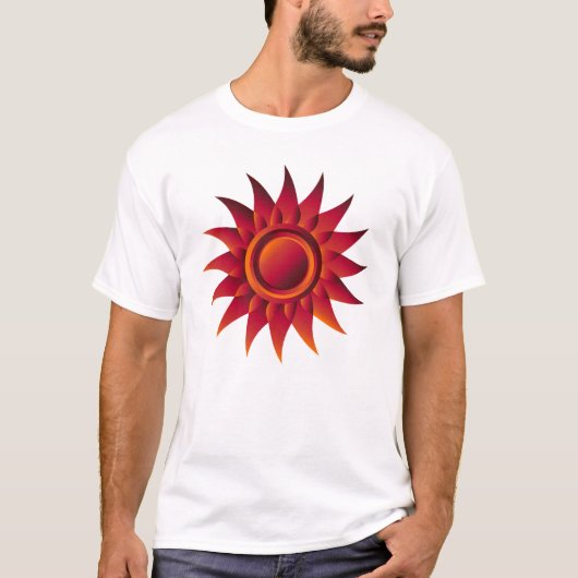 Fiery Sunburst Emblem – Red, Orange & Yellow Radia T-shirt (Voorkant)