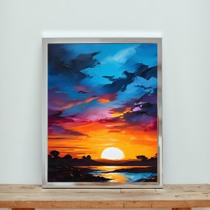 Fiery Sunset Canvas Print Foto Afdruk