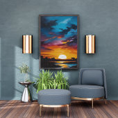 Fiery Sunset Canvas Print Foto Afdruk