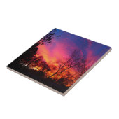 Fiery Sunset door de Bomen Tegeltje (Zijkant)