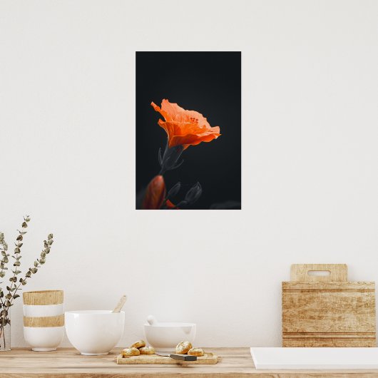 🧡 Fiery Sunset Hibiscus 🌅 Poster (Keuken)