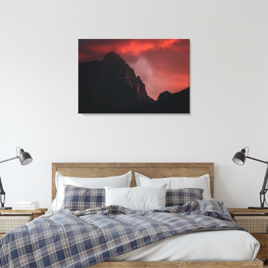 Fiery sunset in bergen canvas afdruk (Insitu (Slaapkamer))