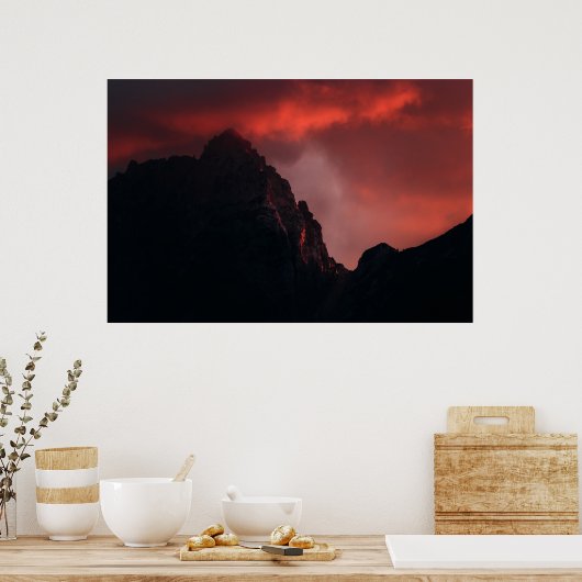 Fiery sunset in bergen poster (Keuken)