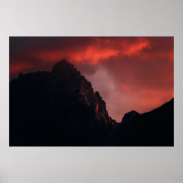 Fiery sunset in bergen poster