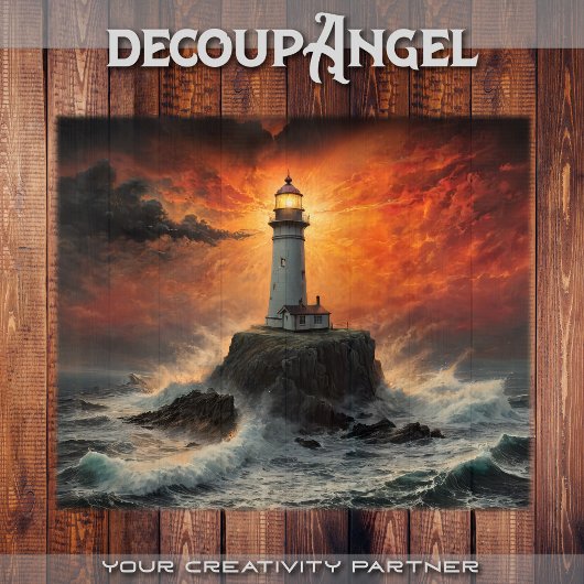 Fiery Sunset Lighthouse: Een eenzame Sentinel - de Tissuepapier