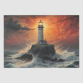 Fiery Sunset Lighthouse: Een eenzame Sentinel - de Tissuepapier (Voorkant)