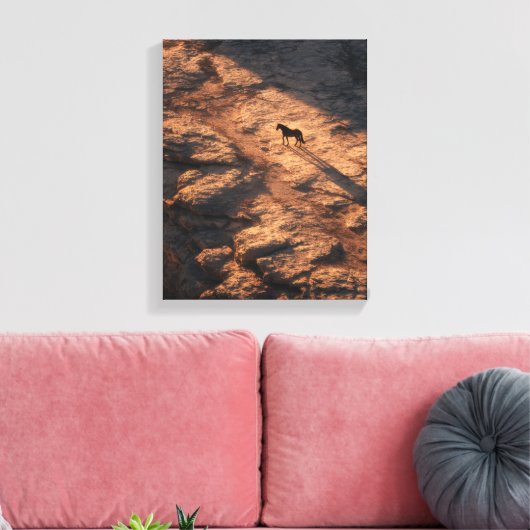 Fiery Sunset Lone Horse Silhouette Canvas Afdruk (Insitu (Woonkamer))