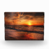 Fiery Sunset Ocean Waves Fotoblokken (Voorkant)