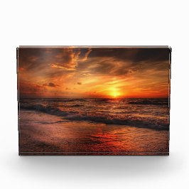 Fiery Sunset Ocean Waves Fotoblokken