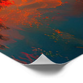 Fiery Sunset Reflection, meer badend in Crimson Poster (Hoek)