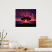Fiery Sunset Tree Silhouette Poster (Keuken)
