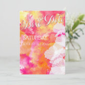 FIERY SUNSET WATERVERF HOLLYHOCK WEDING SAVE THE DATE (Staand voorkant)