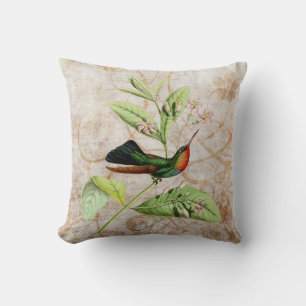Fiery Throated Hummingbird  Grunge Pillow Kussen