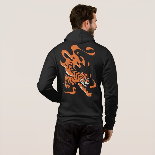 Fiery Tiger: Aziatisch vet ontwerp Hoodie (Achterkant volledig)