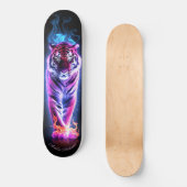 Fiery Tiger Roze & Blauw Gloeiende Koele Stijl Persoonlijk Skateboard (Voorkant)